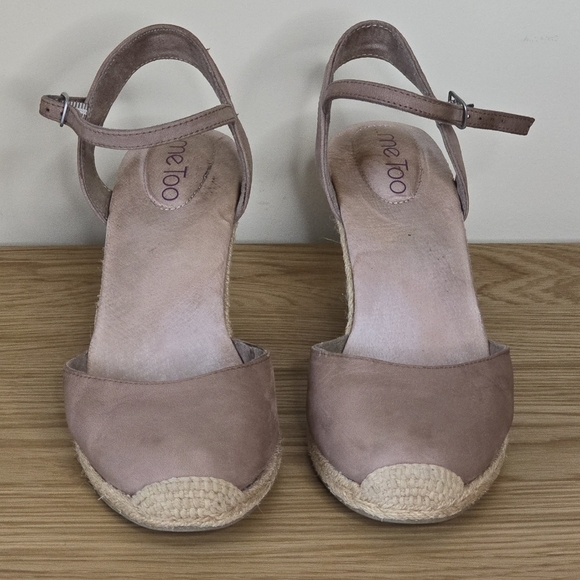 Me Too Women’s Bethany Leather Espadrille Taupe Wedge Sandal Size 9.5 - Picture 12 of 13